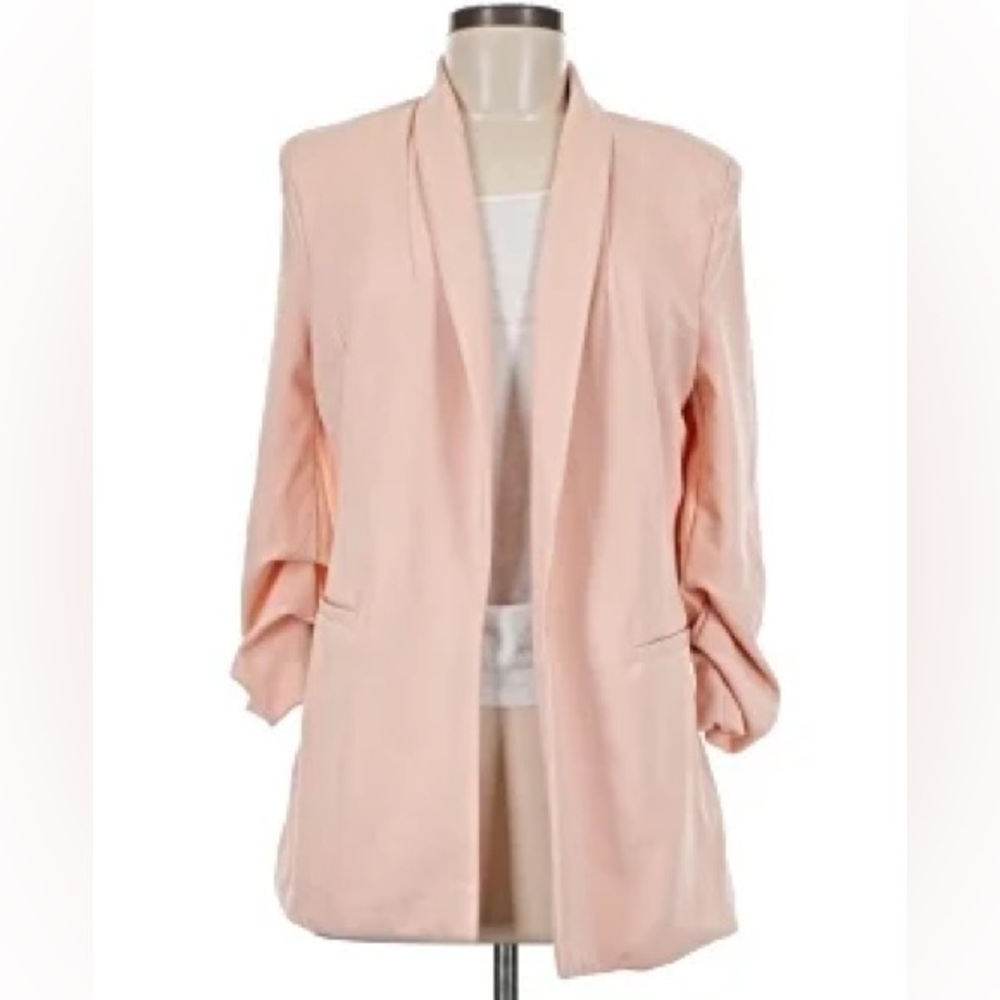 BBJ Los Angeles • Open Front Long Blazer Jacket - Bubblegum Pink